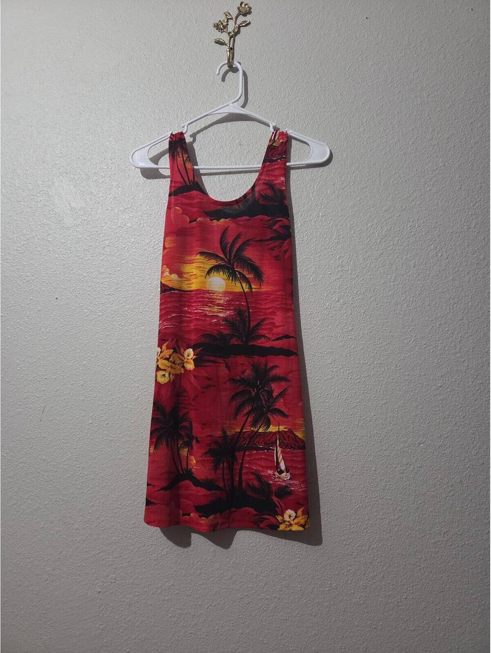 Red Tropical Print Mini Dress - Unbranded